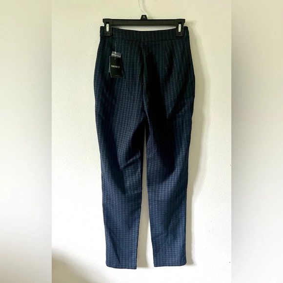 Forever 21 NWT Navy Plaid Woven Trouser Pant - XS - Picture 3 of 3